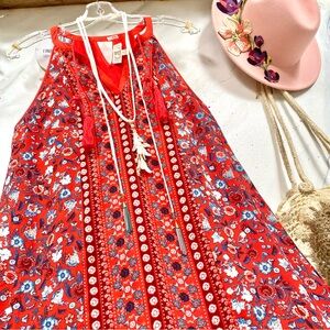 Beautiful halter boho dress w shabby chic resort vacay beach vibe